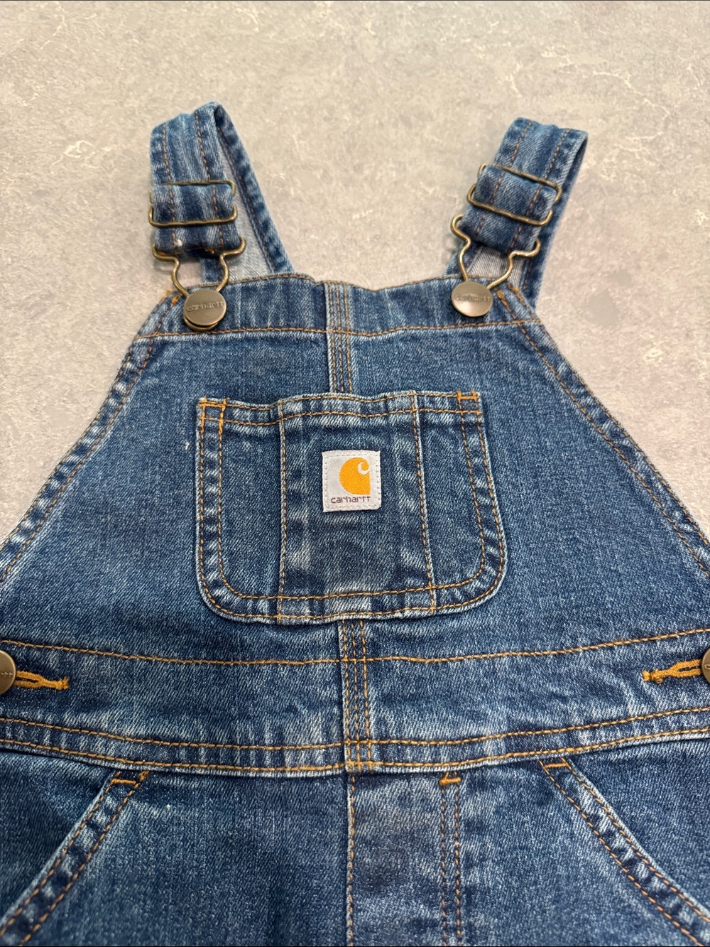 Carhartt Kids Blue Denim Relaxed Overalls - Picture 3 of 5